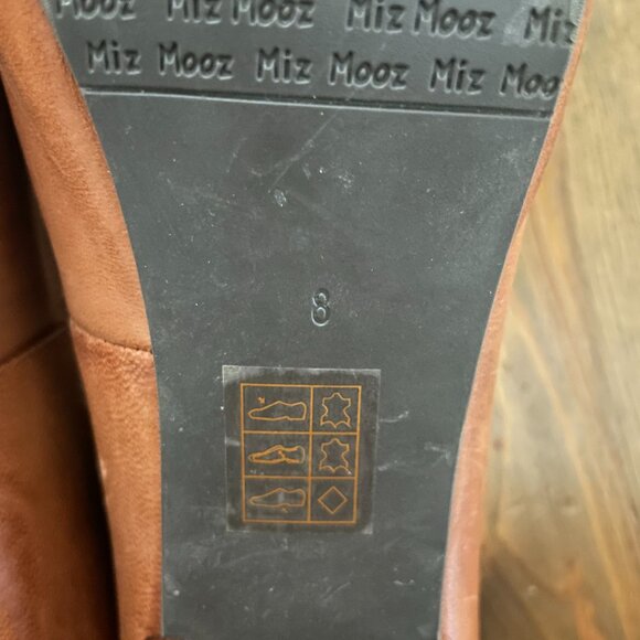 Miz Mooz Tallys 100% leather tan high heel ankle booties boho chic size 8 - Picture 4 of 11